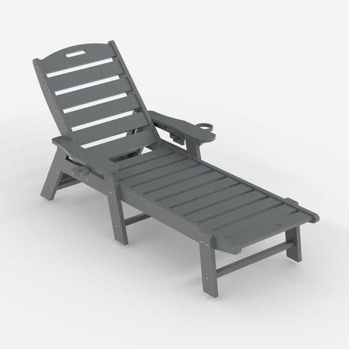 Fauteuil de jardin réglable - LUNSY - Dossier réglable 5 positions - PEHD résistant - 204 kg capacité - 150x60x98 cm