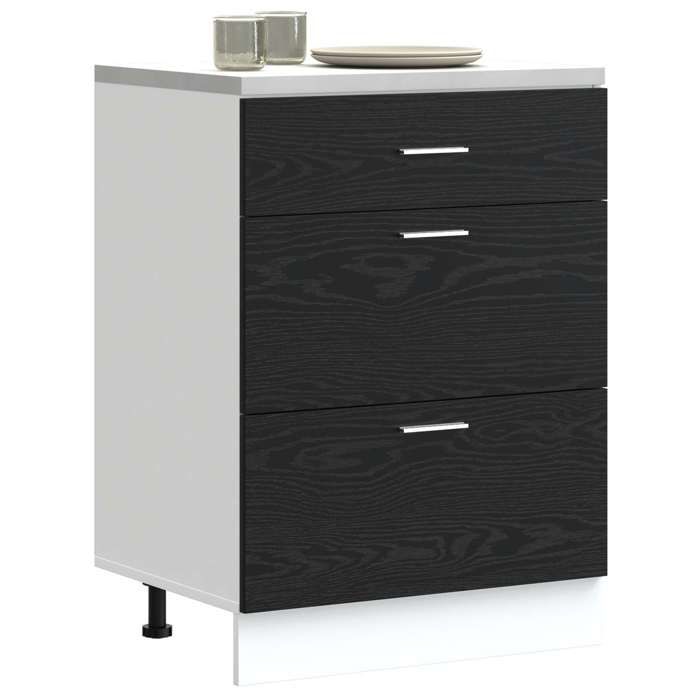 Armoire de cuisine (1 PC) - Vaisselier Meuble Rangement - bas avec tiroir Chêne noir 60x46x815 cm L3015