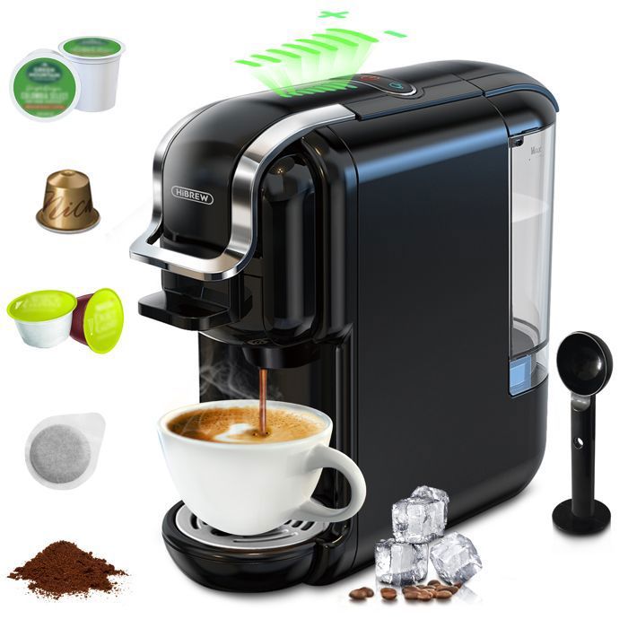 Machine à expresso multi-capsules 5-en-1 HiBREW compatible Nespresso Dolce Gusto 20 bars mode chaud/froid réservoir 600ml - Hibrew