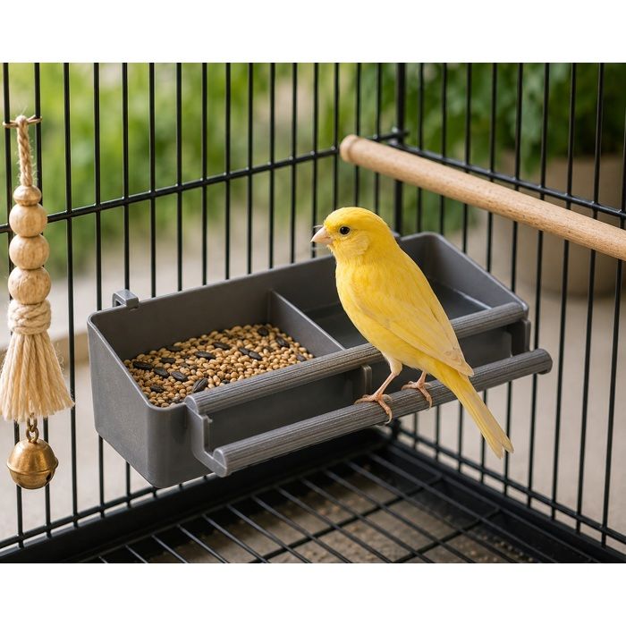 Mangeoire pour oiseaux - EDEN - Mangeoire double avec perchoirs - Plastique synthétique - 2x180ml - Suspension intégrée