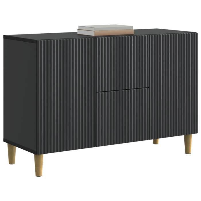 Buffet bas séjour{1 pièce}armoire dentréeCadre fiableavec tiroir Noir 89 x 345 x 60 cm Bois dingénierie fhn36r73