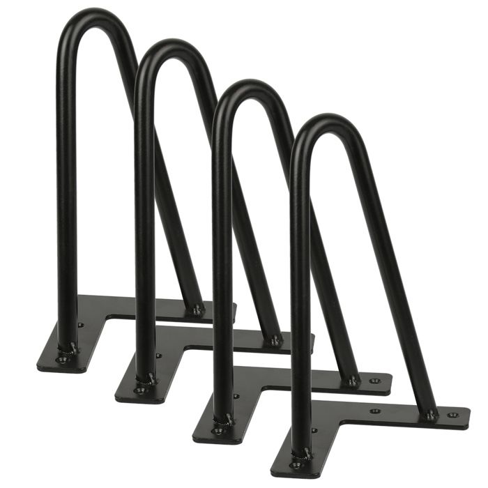 LVHCMFOHM Pieds de Meuble U Métalliques 20cm - Lot de 4 - Pieds Epingle DIY - Noir - Supports Robustes - Pour Table Basse/Commode