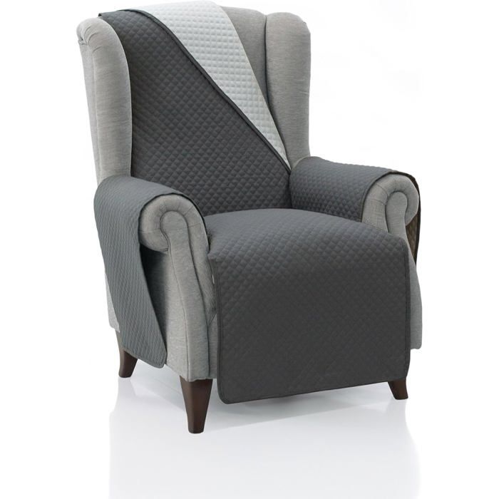 Requena Housse de Fauteuil rembourrée 1 Place – 55 cm (Assise)  Gris OSC-Gris Clair réversible  Toile Lavable