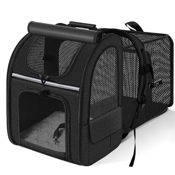 Sac transport animal extensible - Grande capacité 90% Conception respirante - Voyage et balade - Noir Oxford