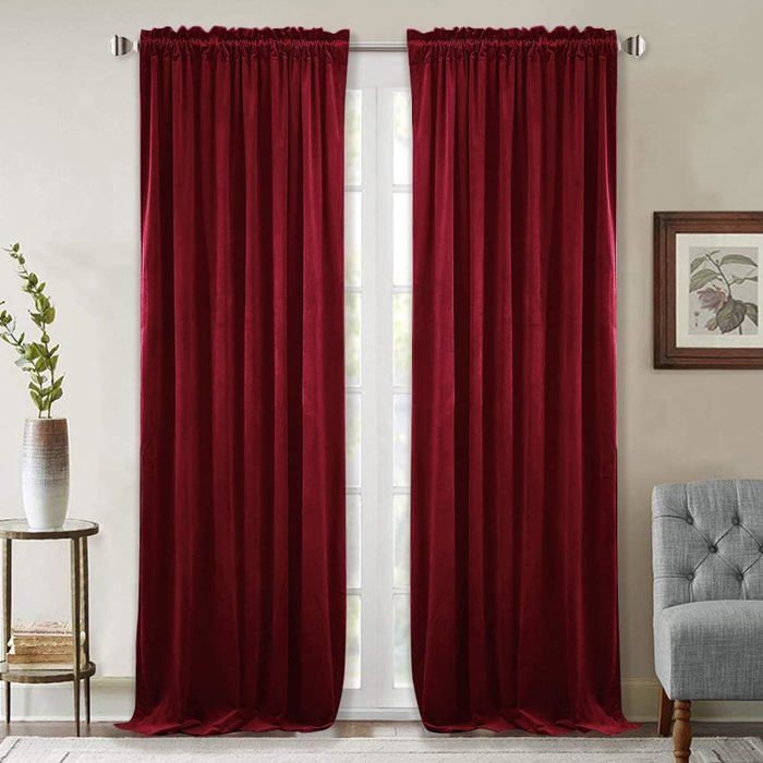 Lot De 2 Panneaux De Rideaux Occultants En Velours Pour Noël-Rideaux D’Intimité Très Résistants Pour La Maison Salle De Théâ[PP40]