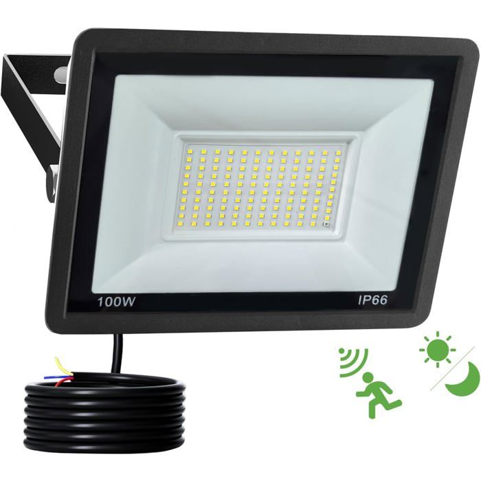 Projecteur Led Extérieur Detecteur De Mouvement 100W 10000Lm 6500K Spot Led Extérieur Avec Capteur Radar Et Crépusculaire Ip[CA119]