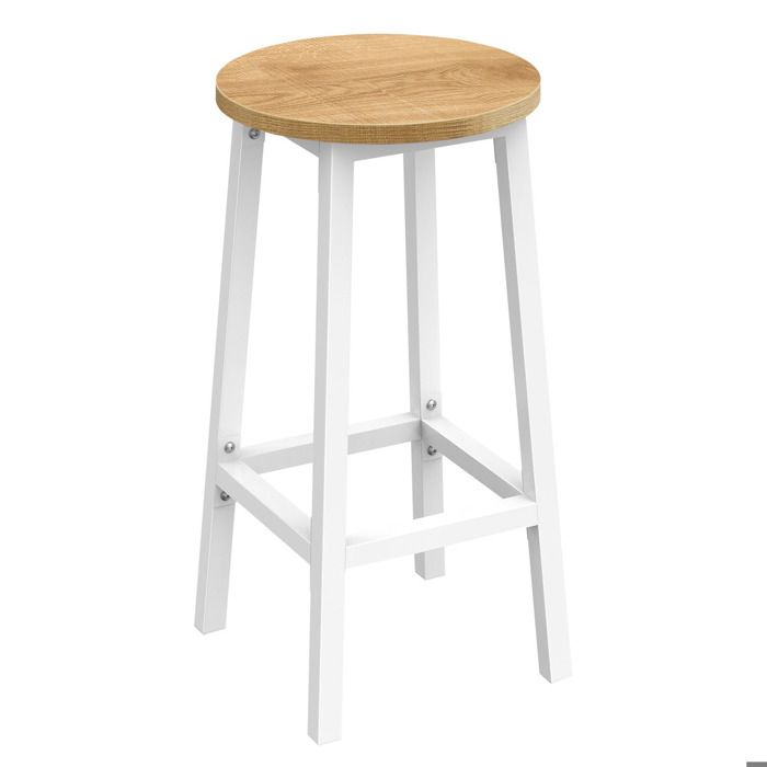 Tabouret de bar style loft chêne et blanc - Réf. VK8681847468608