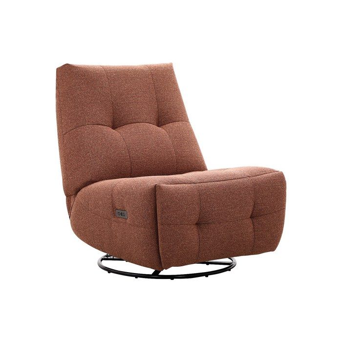 Fauteuil relax pivotant en tissu chenille terracotta COSADO