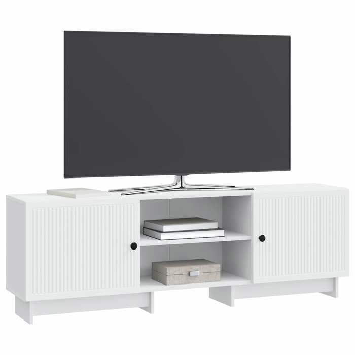 ARMOIRE TV - Meuble TV Blanc 150 x 31 x 50 cm - Bois d’ingénierie - Assemblage requis（1202）