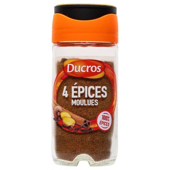 Quatre Épices Moulues 37G - Lot De 4 - Cuisine française - Organique - Bouteille ou Bocal