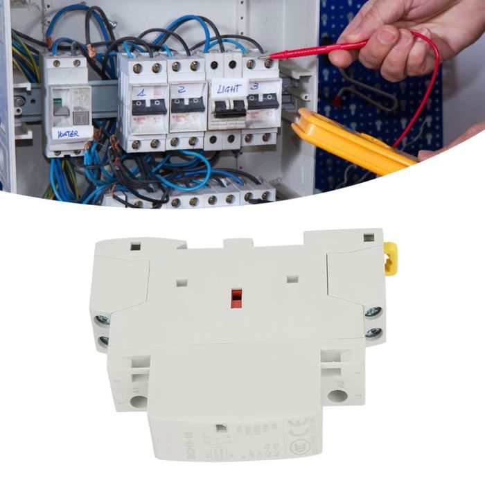 Contacteur 25A 220V – 2P 1NO 1NC – Pour Rail DIN – Idéal Chauffe-eau Jour/nuit
