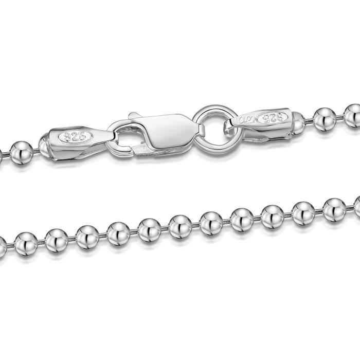 Amberta® Bijoux Longueur 18 19 cm Chaîne Argent 925/1000 Maille Diamantée Largeur 2 mm Bracelet