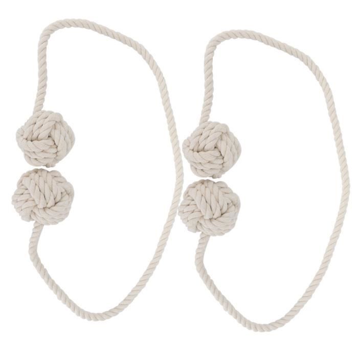 Embrasses de Rideaux en Corde de Coton Naturel, 2 Pièces