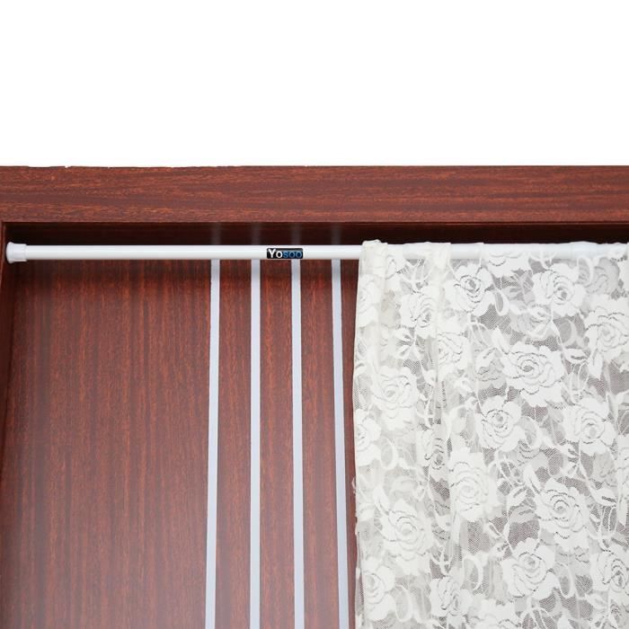 Barre à suspendre Porte-rideaux extensible de 50 à 90 cm Tringle extensible pour rideaux et rideaux Tringle réglable pour rideaux marron bois