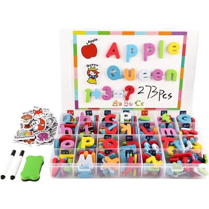 Lot de 273 Lettres et Chiffres Magnétiques pour Enfants Tableau Blanc 2  Stylos Gomme à Effacer Alphabet Aimant Cadeau pour Enfant - Cdiscount Jeux  - Jouets