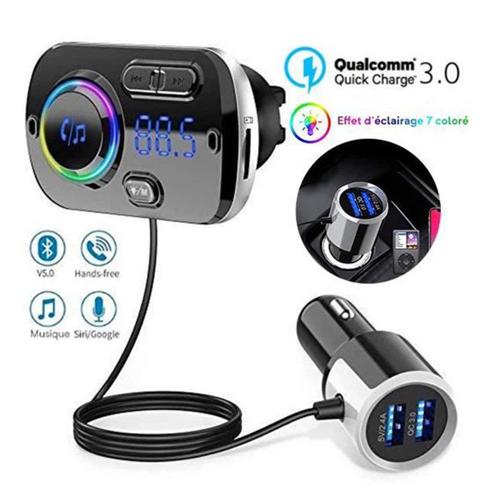 Bluetooth pour voiture LCC® Chargement rapide QC3.0 Deux ports USB Large  gamme de compatibilité - Cdiscount Auto