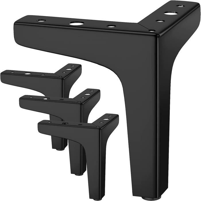 Lot de 4 Pieds de Meubles Charge Jusqu'à 800 KG 13cm Pied de Table Modernes en Métal en Forme de Triangle Noir