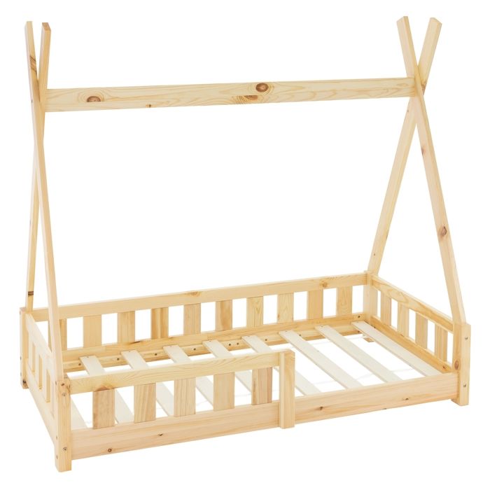 Lit denfant Tipi avec protection contre les chutes et sommier à lattes 70x140 cm Naturel en bois de pin ML-Design Lit denfant Tipi avec protection contre les chutes et sommier à lattes 70x140 cm Naturel en bois de pin ML-Design