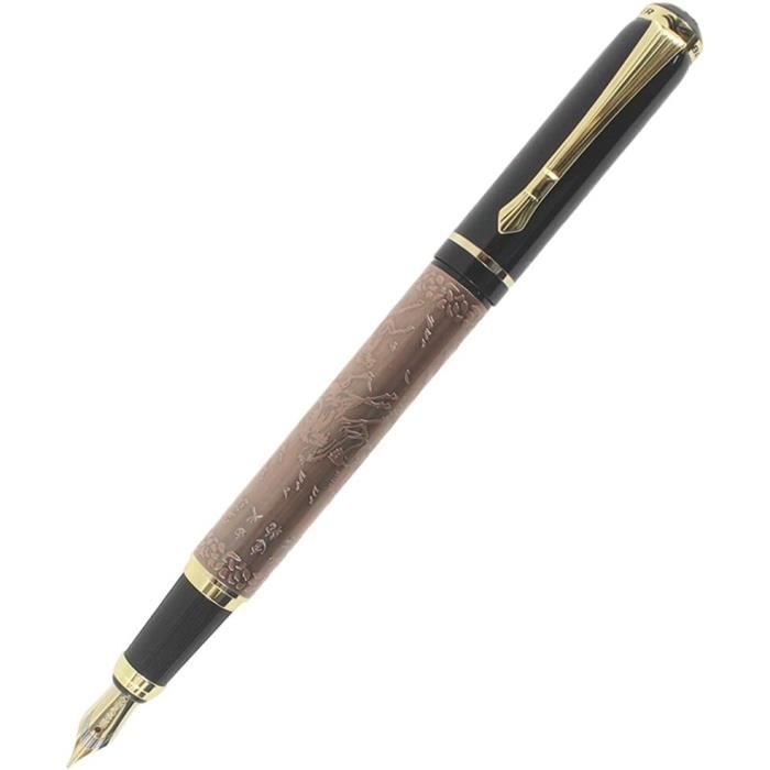 Stylo Plume Abcsea X750 Premium Chrome – Pointe Moyenne – Design Tableau D’Échecs – Stylo Calligraphie Élégant – Cadeau Homme D’Affaires