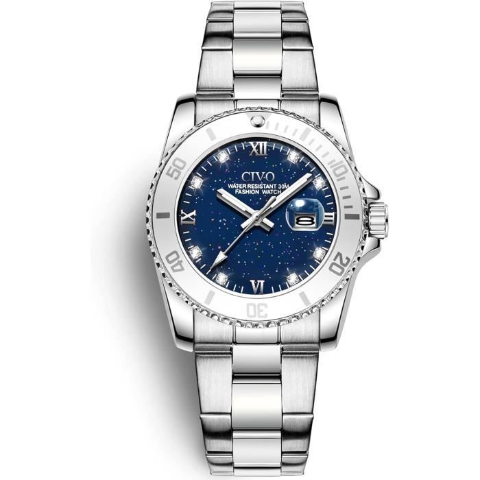 Montre Femme CIVO - Cadran 30mm - Acier Inoxydable Doré/argent - Quartz Japonais - Étanche 3 ATM