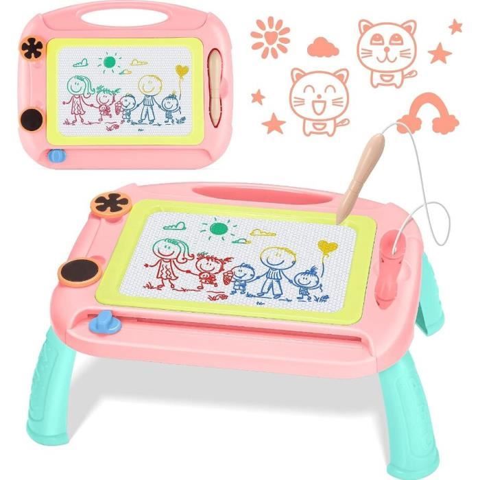 Ardoise Magnétique Enfant - Tableau à Dessin 4 Couleurs Avec Pieds Support - Dès 1 An
