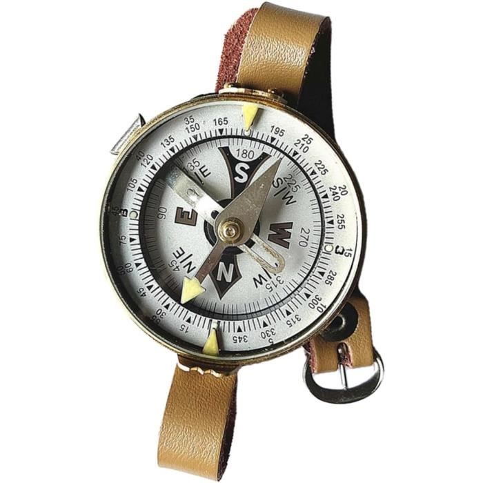 Boussole De Poche Vintage En Métal Doré - Acrylique, Couvercle Automatique - Pour Randonnée, Camping, Orientation