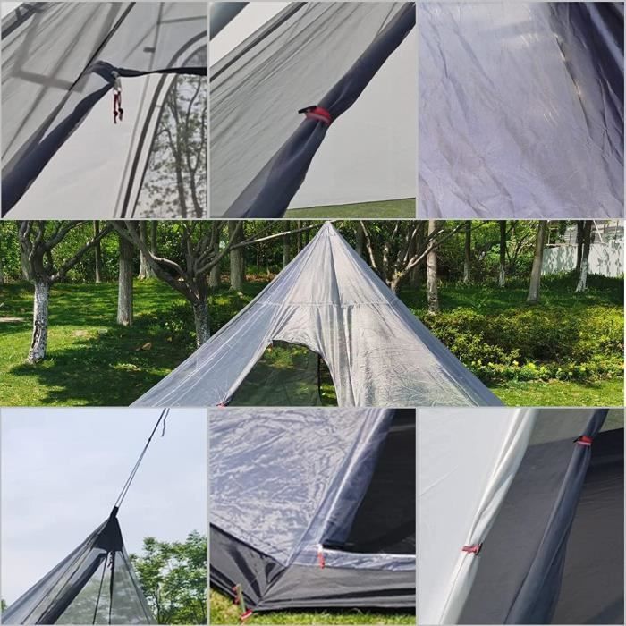Tente Tipi Chaude 4-6 Personnes Avec Poêle - Pour Camping Randonnée, Toile Oxford 600D, Structure Aluminium
