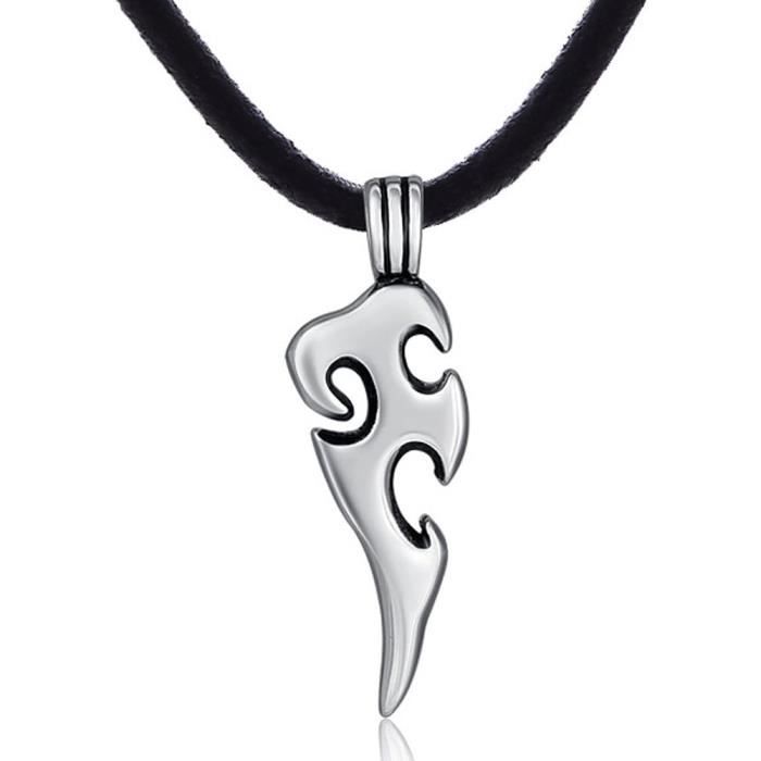 Pendentif Elfe/fée En Acier Inoxydable Avec Collier Cuir - Style Nature Et Fantaisie Argenté - Pour Femme