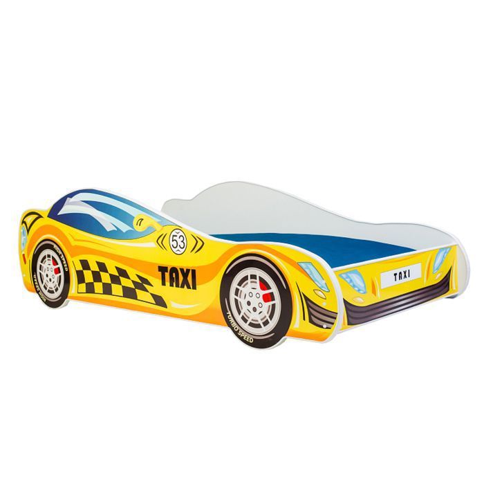 Lit simple enfant TAXI 140 avec matelas - 1001JOUETS - Jaune - MDF