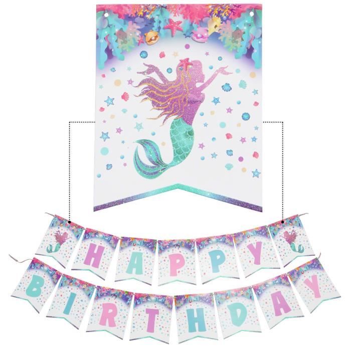 Wernnsai Banniere De Sirene Decorations De Joyeux Anniversaire Happy Birthday Bunting Banner Guirlande Pour Fete De Filles Gamins Achat Vente Banderole Banniere Soldes Sur Cdiscount Des Le Janvier Cdiscount