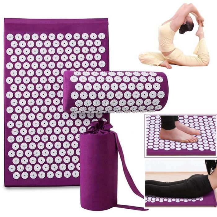 Kit d'Acupression Tapis Coussin de Massage Oreiller d'Acupuncture pour Yoga,Matelas de Relaxation,Traitement des Douleurs Tensions