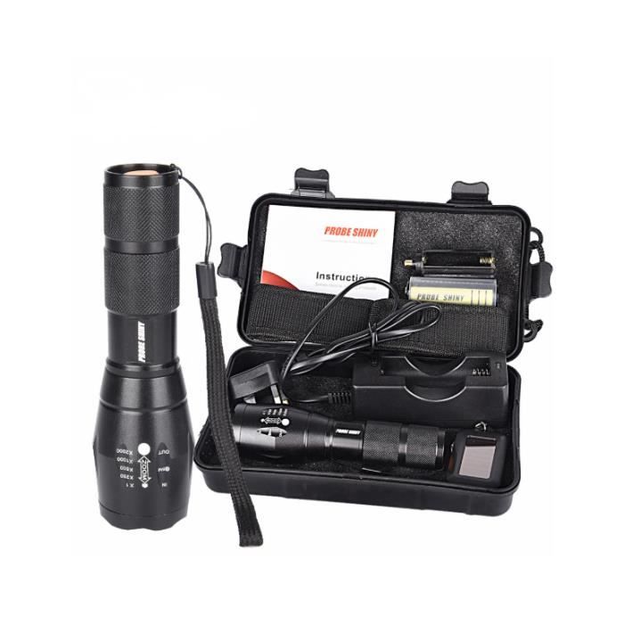 LED Zoom militaire Niveau tactique lampe torche batteries chargeur boite