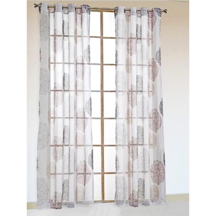 Rideau Voilage Blanc 300x225 Cm - Transparent Et Léger - Oeillets Métal - Pour Salon, Chambre - Polyester