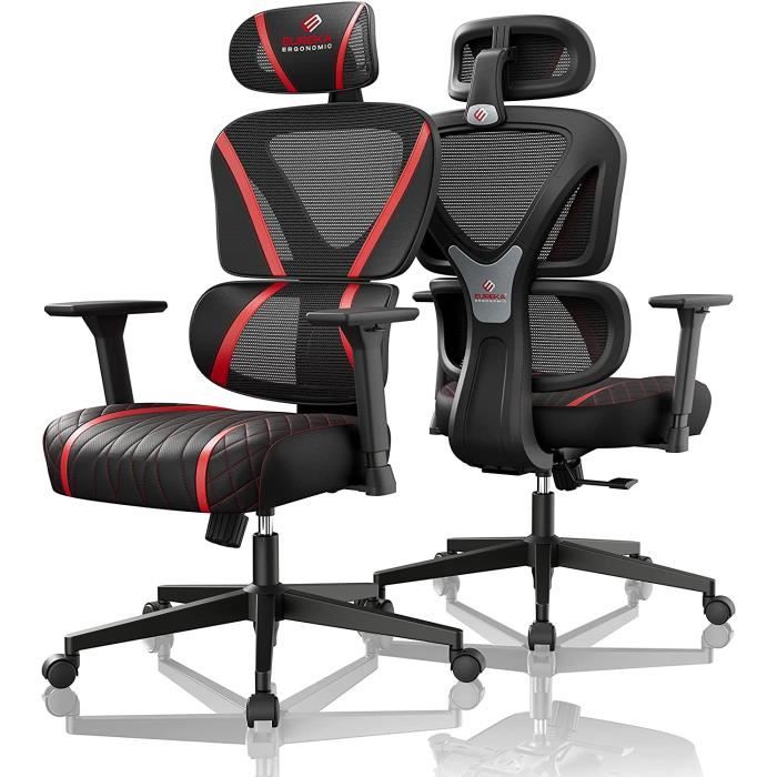 Chaise Gaming Ergonomique Fauteuil de Bureau en Maille Hauteur Réglable Chaise Gamer avec