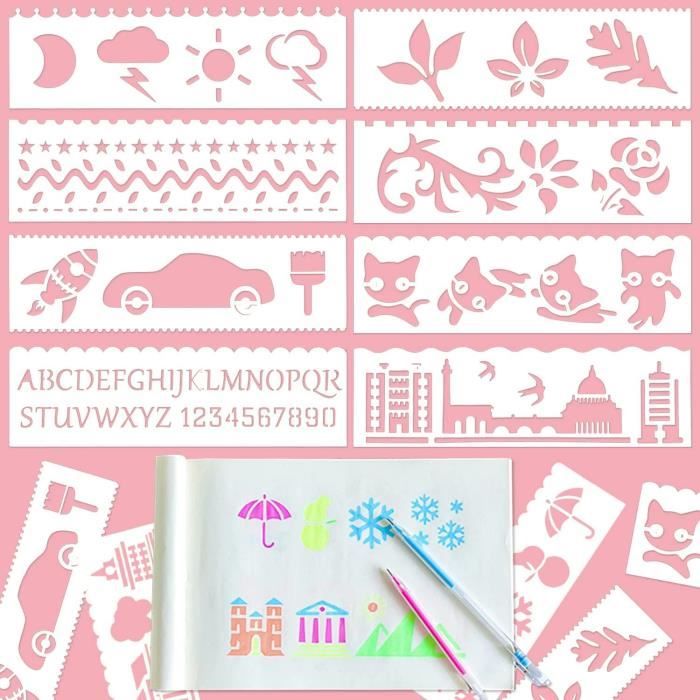 40 Pochoirs Lavables Pour Enfants - Motifs Animaux & Plantes 7,5x7,5 Cm - Pour Peinture, Dessin, Scrapbooking DIY - 7