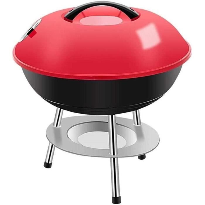 Barbecue Au Charbon De Bois Portable 37 Cm - Petit BBQ Rond Extérieur Avec Grille Et Pieds