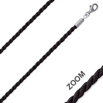 Collier Torsadé Noir Argent 925 - Fermoir Mousqueton - Longueur 42 Cm - Neuf Avec étiquettes