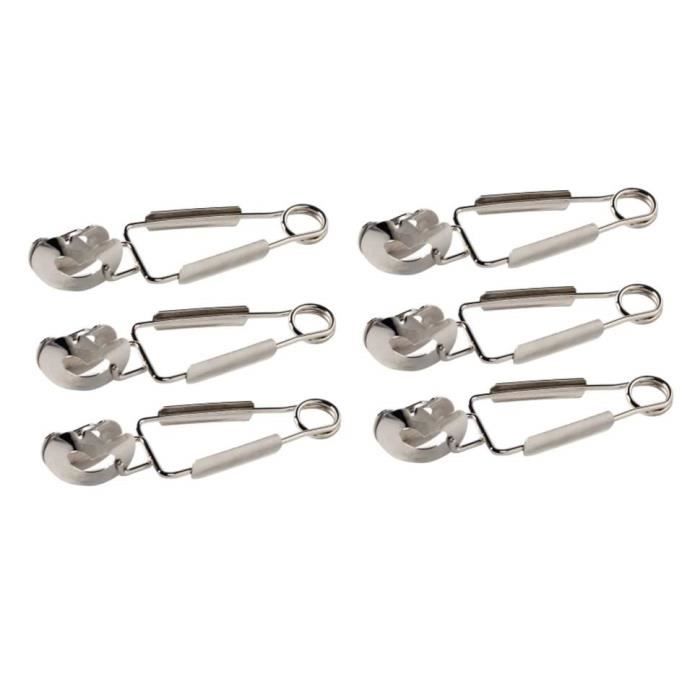 LOT DE 6 PINCE A ESCARGOT INOX 15 CM POUR PLATS POELONS COQUILLES n°3C