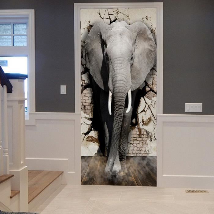 Autocollant Porte 3D Bouquet De Fleurs Rouges - Sticker Vinyle 77x200 Cm Pour Décoration Murale