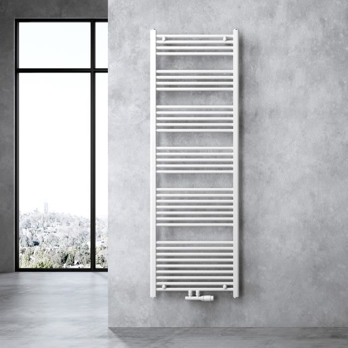 Sogood radiateur de salle de bain sèche-serviette 180x60cm radiateur tubulaire vertical chauffage à eau chaude blanc