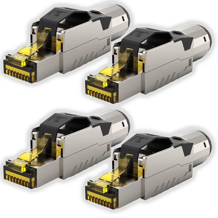 Connecteur Rj45 Sans Outil Cat 7 Cat 8 Cat 8.1 Fiche Mâle Réseau 40Gbit ...