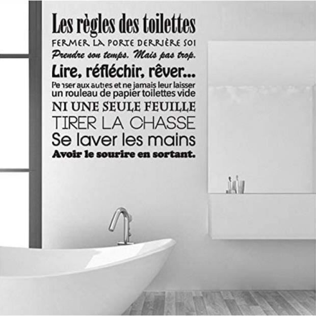 Toilette Wc Autocollants Toilette Règles De Toilette Vinyle Autocollant Mural  Stickers Muraux Mur Art Mural Papier Peint 45X45 Cm - Cdiscount Maison