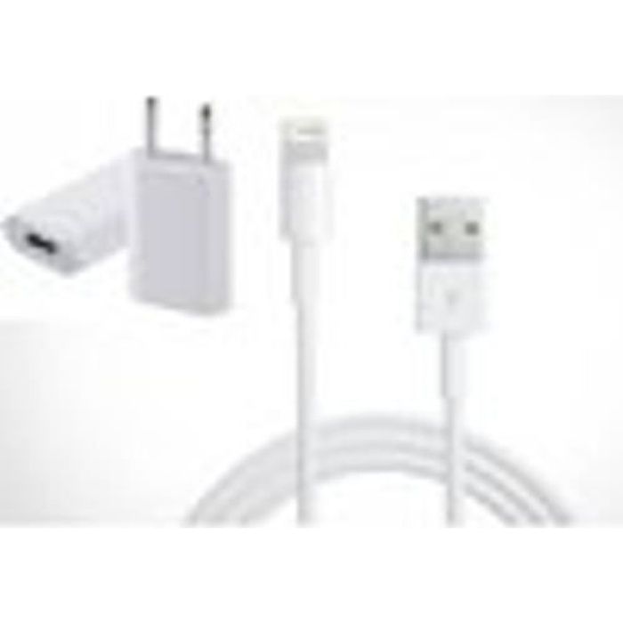 Pack : Câble USB Lightning + Adaptateur originale Apple. iPhone 6-5-5S-5C