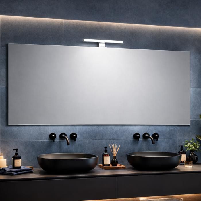 Miroir de salle de bain 120x60 avec lampe à led chromée 30cm