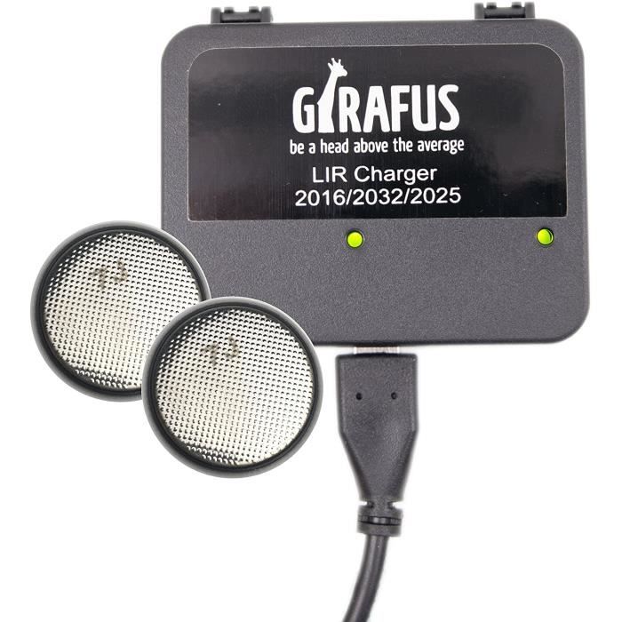 Chargeur De Piles Bouton Cr2032 Et Cr2025 Li Ion Rechargeables Girafus Chargeur Piles Bouton Rechargeable Piles Plates CR2032 CR2025