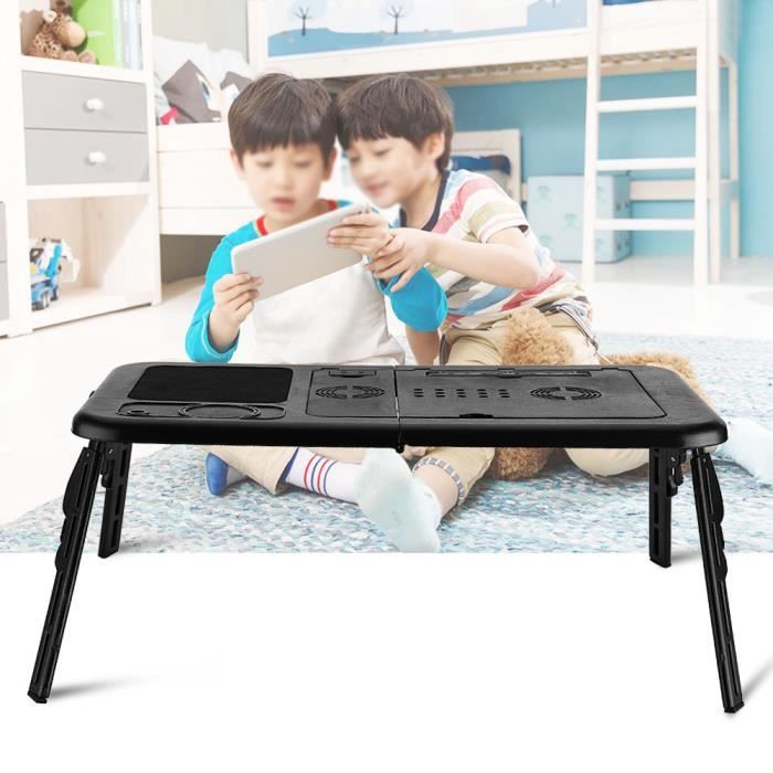 Table Pour Lit Pliable & Réglable - Support Ordinateur Portable 360° - Plateau Dissipation Chaleur - Bureau Nomade Noir