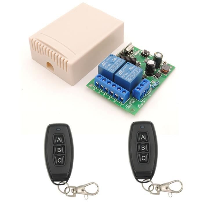 Couleur 1 récepteur et 2RC Télécommande universelle RF 433Mhz pour rideaux de porte de Garage porte électrique par récepteur et co