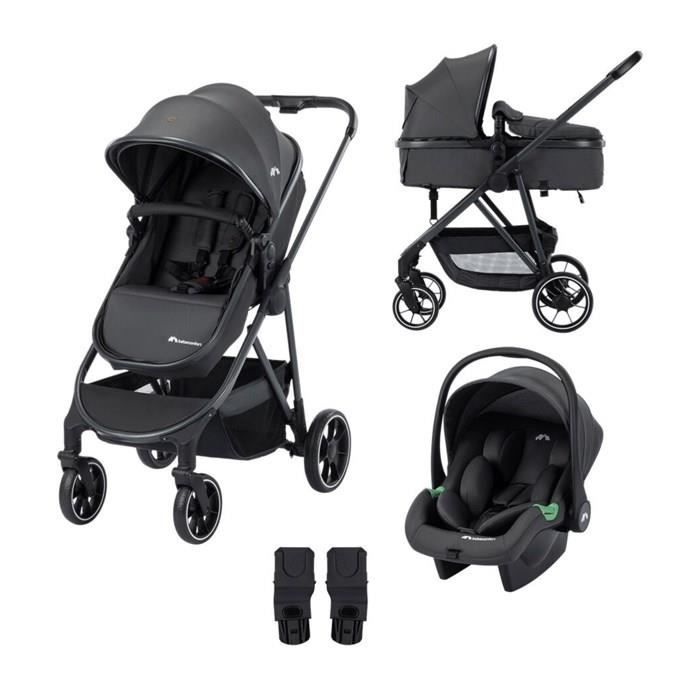 BEBECONFORT BRUME Poussette 3 en 1 Assise transformable en nacelle + siège auto i-Size + habillage pluie 0- 22kg Mineral Graphite