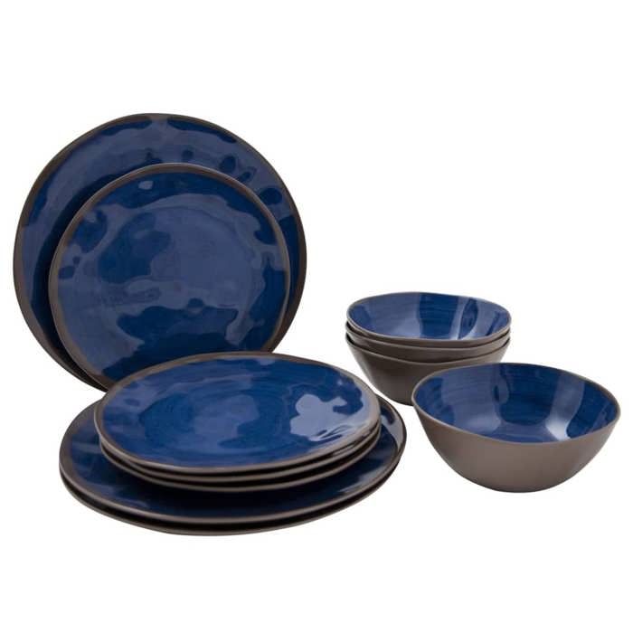 Service De Vaisselle Mélamine 16 Pièces Bleu - Incassable Et Lave-vaisselle