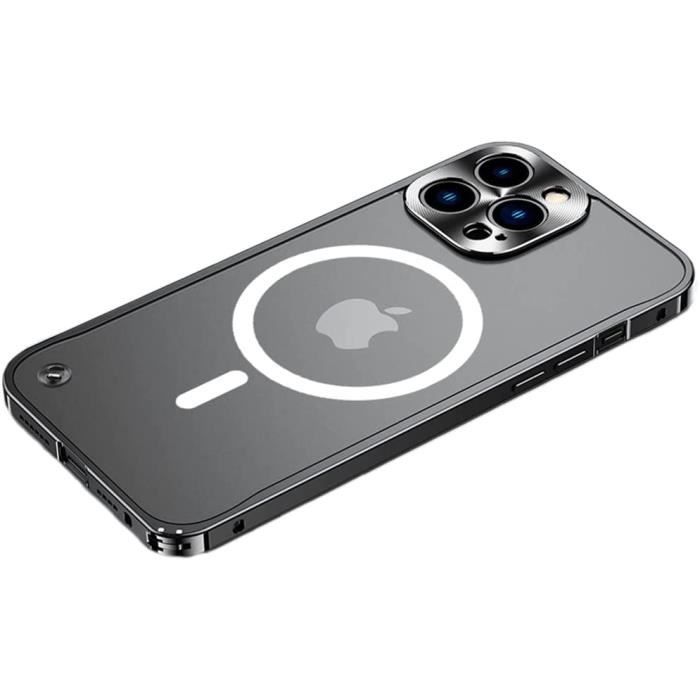 Coque iPhone 13 Pro Max Chargeur MagSafe Ultra Fine en PC Givré Arrière  Cadre en Métal Protection Qualité MilitairB9 - Cdiscount Téléphonie